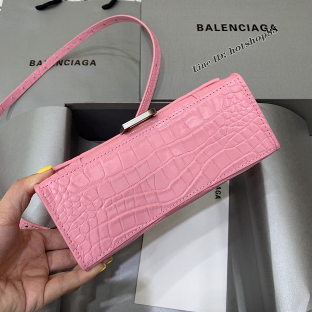 Balenciaga專櫃2022爆款mini號手提包 巴黎世家新粉鱷魚紋沙漏包 fyj1521